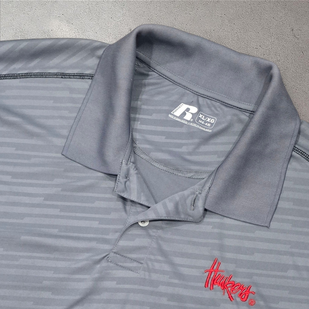 Nebraska Cornhuskers Teamā Collared Polo Red Gray Size XL - Picture 2 of 7